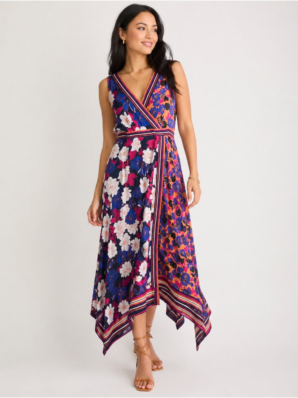Anthropologie Maeve Cassandra Midi Asymmetrical Floral Wrap Dress - Size 8